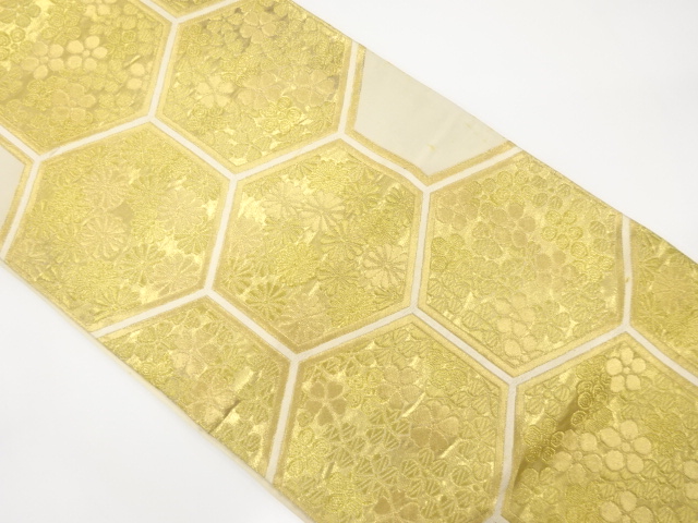 アンティーク　亀甲に小花尽くし模様織り出し袋帯（材料）